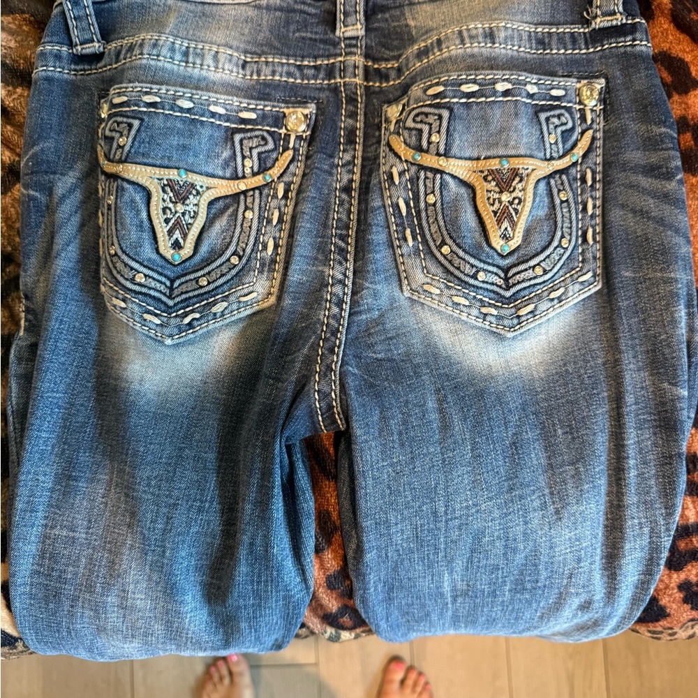 Miss Me Blue Embroidered Women's Jeans